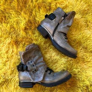 Grey & Black A.S.98 ‘Simon’ Buckle Combat Boots EU 37
